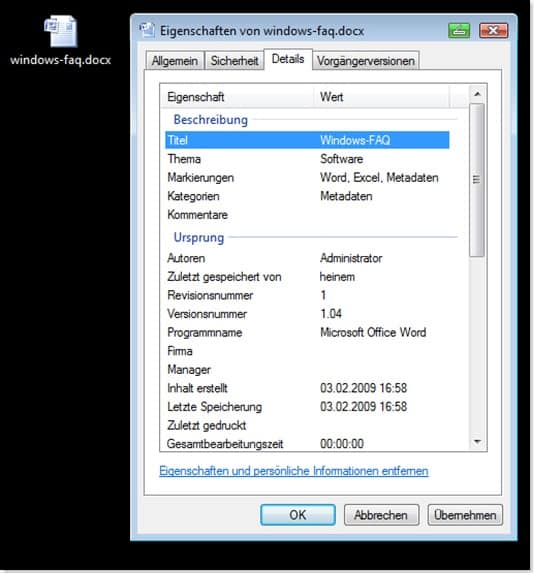 Metadaten ausgefuellt