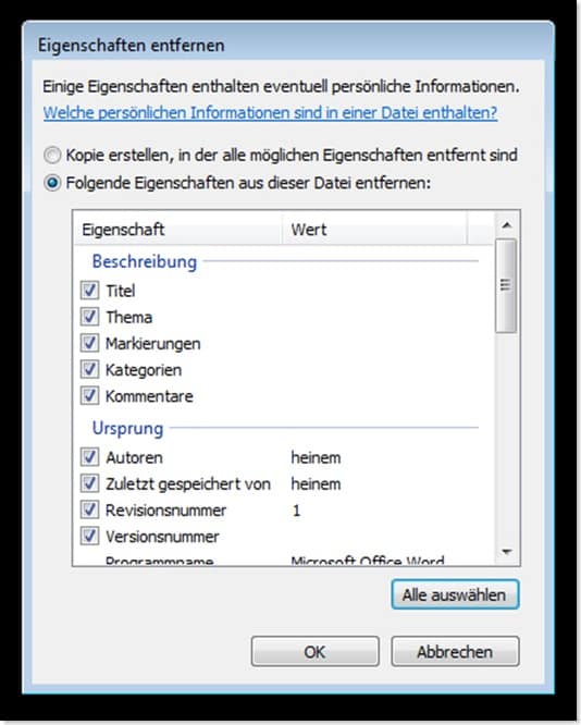 Metadaten entfernen