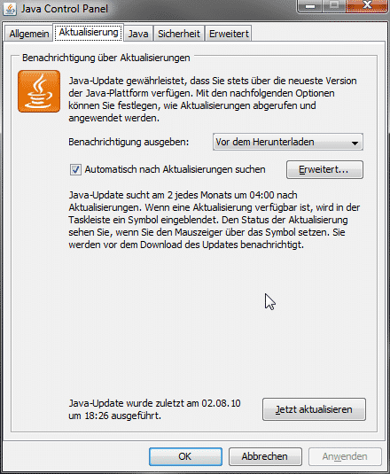 java_automatische_aktualisierung