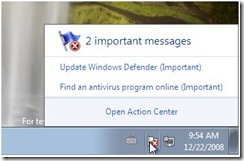 Superbar Windows 7 Important Messages