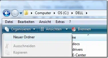 Explorer Organisieren Ordner