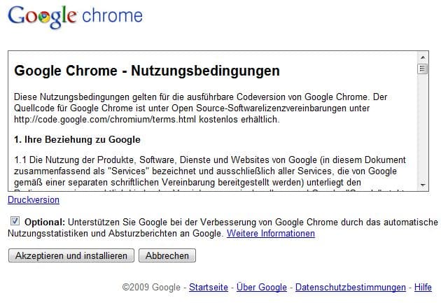 Chrome Nutzungsbedingungen
