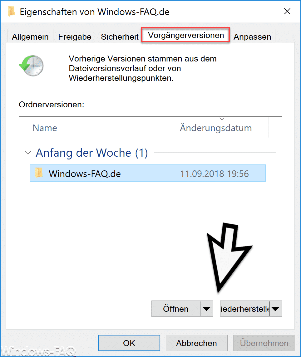 Vorgängerversionen Windows Explorer