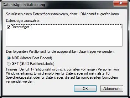datentraegerinitialisierung datentraegerinitialisierung