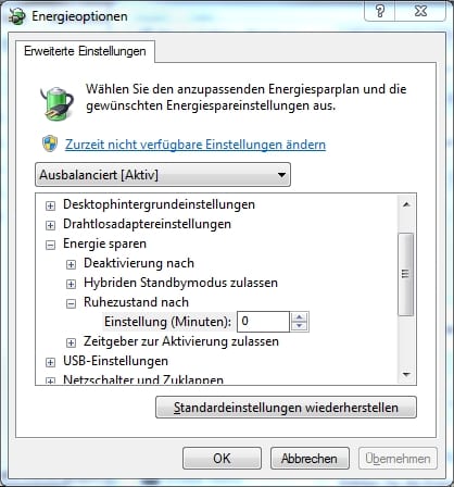 Standby Modus Windows Vista Ausschalten