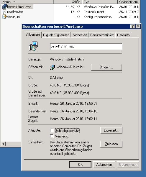 Die Datei stammt von einem anderen Computer. Der Zugriff wurde aus Sicherheitsgründen eventuell geblockt. 