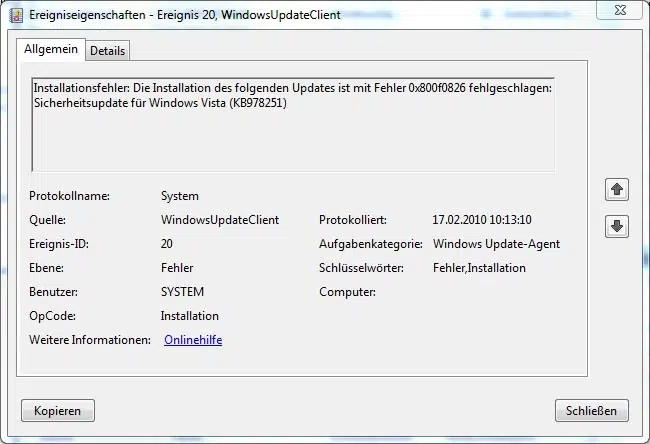 ereignis-0x800f0826 ereignis-0x800f0826