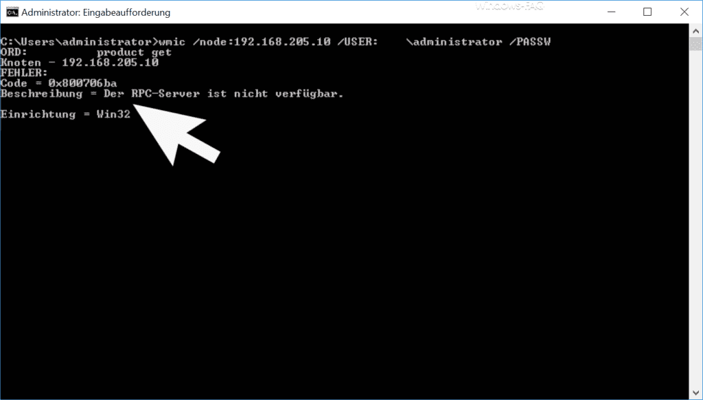 WMIC RPC-Server Fehlermeldung 0x800706ba » Befehl, Error ...