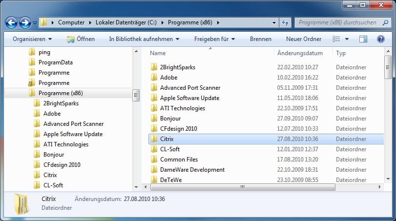 Ordnerstruktur im Windows Explorer