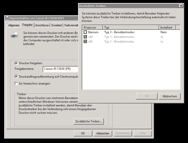 32-Bit Drucker Treiberprobleme auf einem Windows Server 2008 R2