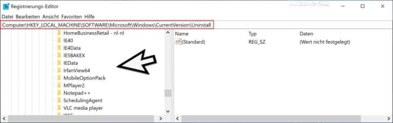 Einträge der Windows Softwareliste manuell löschen