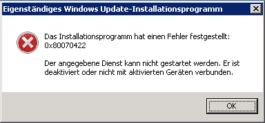 Error 0x80070422 Windows Update