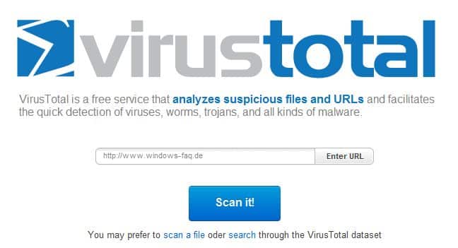 Webseite Virus scannen