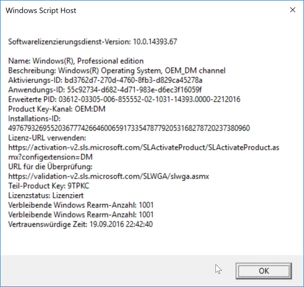 SLMGR Softwarelizensierungsdienst Windows Script Host