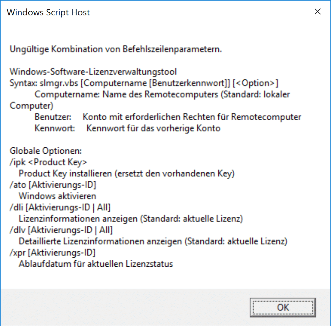 Windows Lizenzinformationen abrufen mit SLMGR