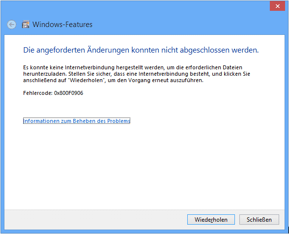 Windows Feature 0x800F0906