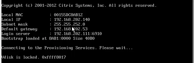 Citrix – Vdisk is locked 0xffff8017