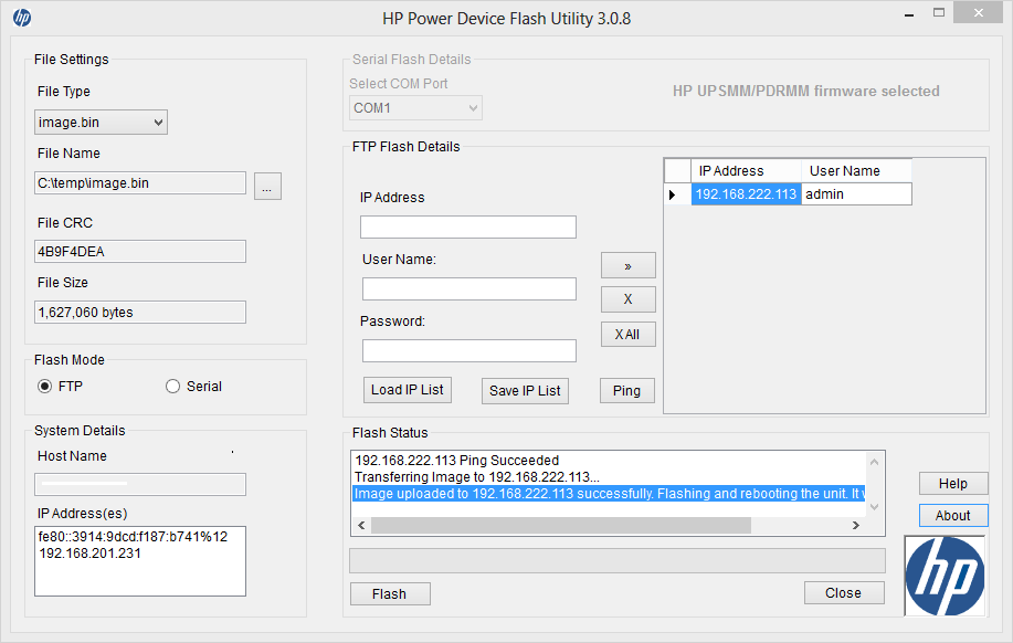 HP Power Device Flash Utility 3.0