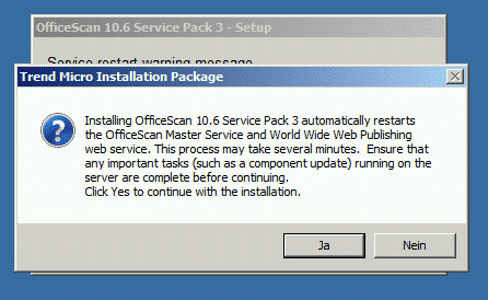 OfficeScan 10.6 SP3 Installation Restart