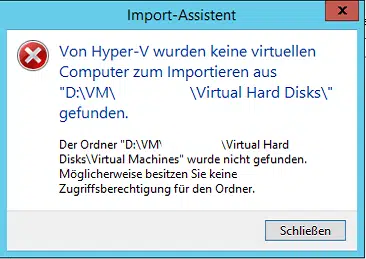 Hyper-V Import schlägt fehl