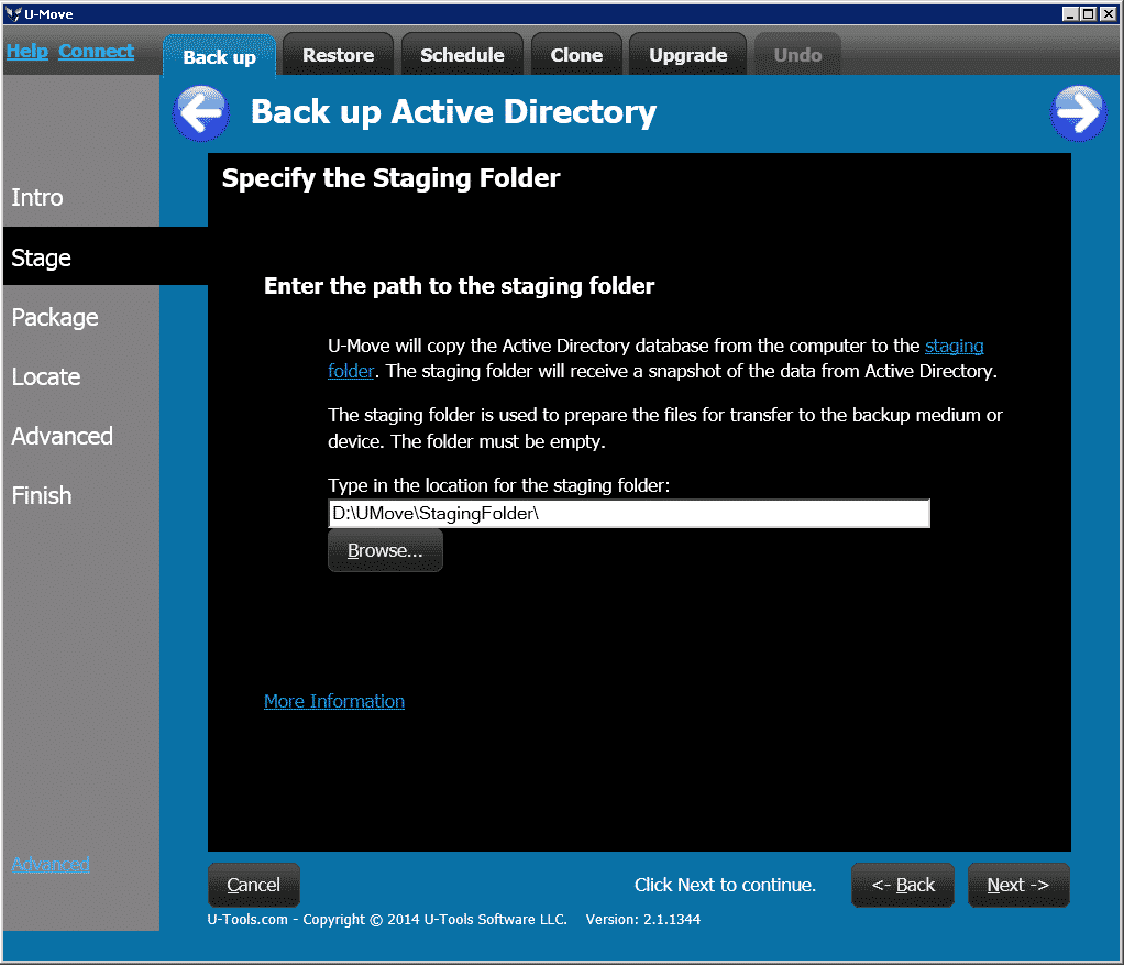 UMove Backup Staging Folder