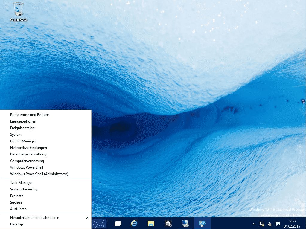 Windows 10 POwerShell Startmenü