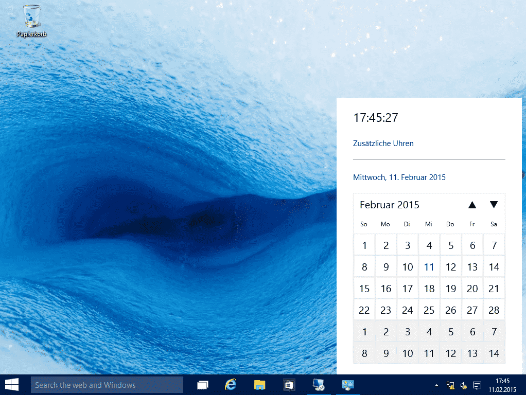 Neue Windows Uhr (Design) bei Windows 10 freischalten