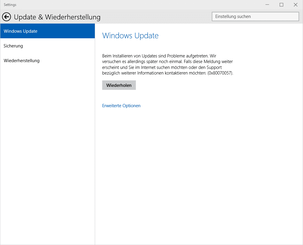 Windows Update 0x80070057