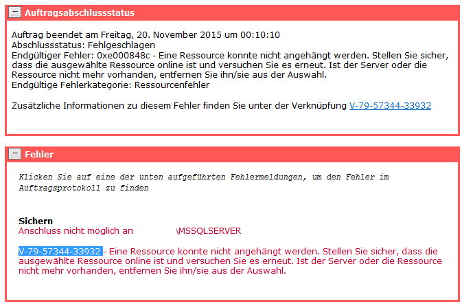 Symantec (Veritas) Backup Exec Error V-79-57344-33932