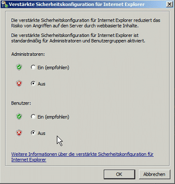 ScanMail 10.2 auf SP2 IE verstärkte Sicherheit