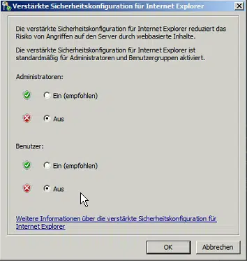 ScanMail 10.2 auf SP2 IE verstärkte Sicherheit
