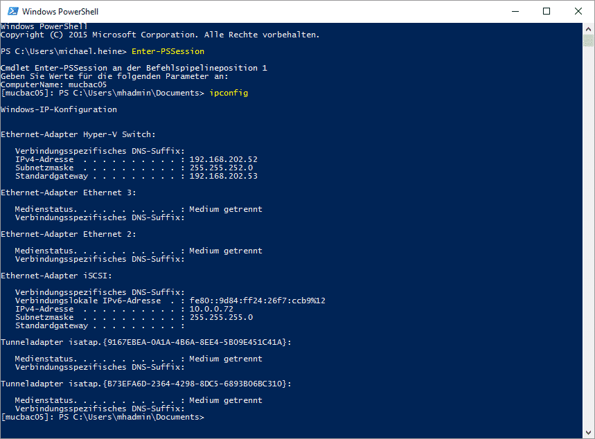 Remote Session mit Powershell Befehl „Enter-PSSession“