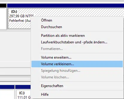 Partition vergrößern oder verkleinern bei Windows 10