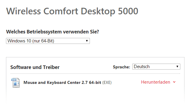 Treiber Wireless Comfort Desktop 5000