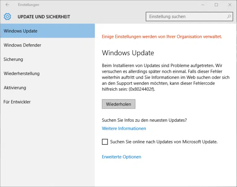 Windows Update Fehler 0x8024402f