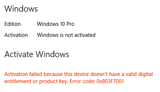 Windows 10 0x803F001