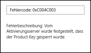 0xc004c003 Fehlercode beim Aktivieren von Windows 10