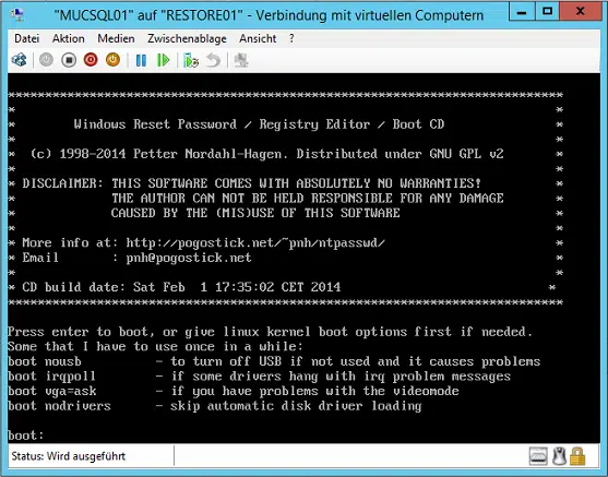 Windows Kennwort einer Hyper-V VM zurücksetzen