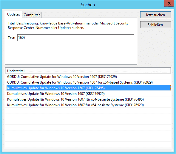 Windows 10 Anniversary Update 1607 für WSUS verfügbar