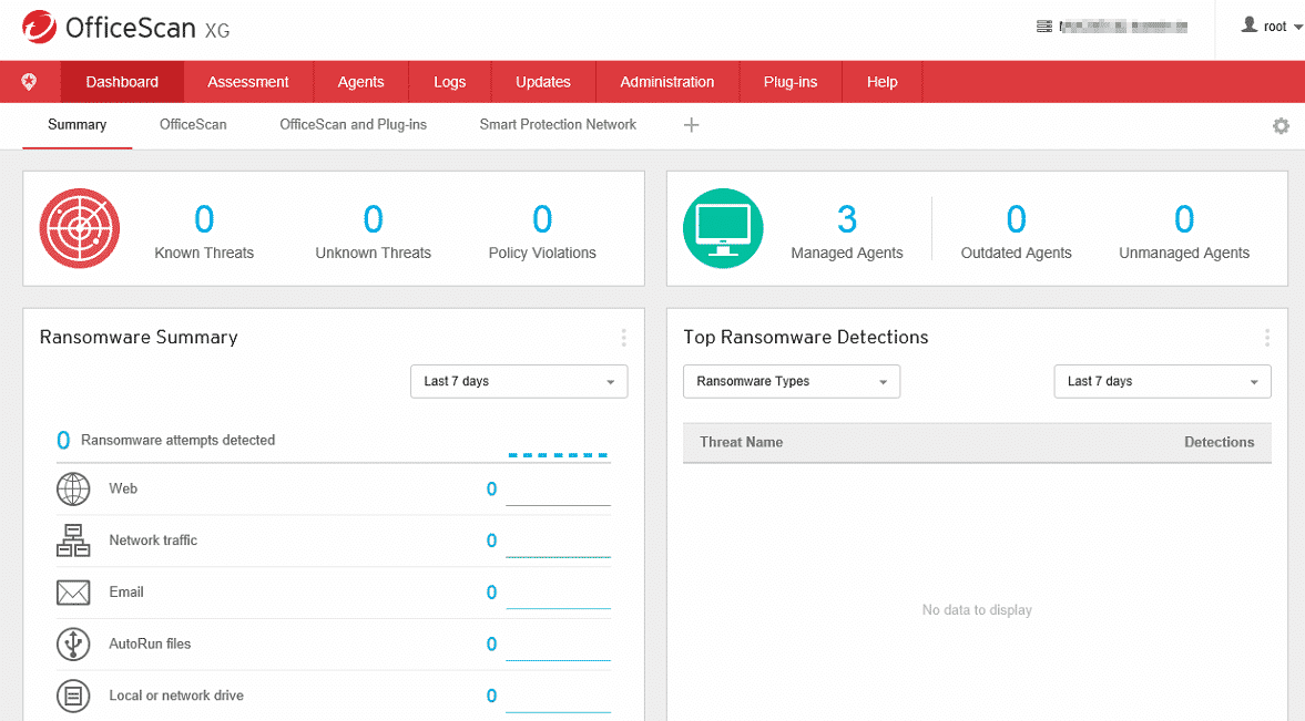 OfficeScan XG Dashboard