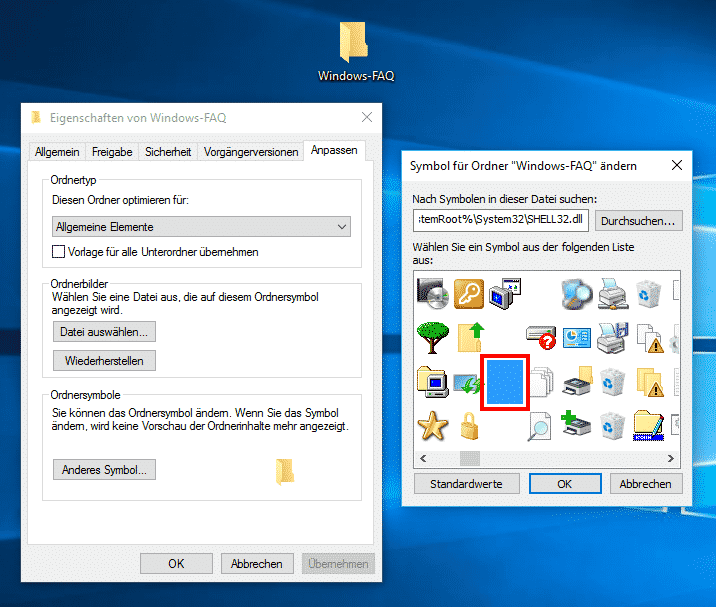Windows 10 Ordner ohne Symbol und Namen verstecken