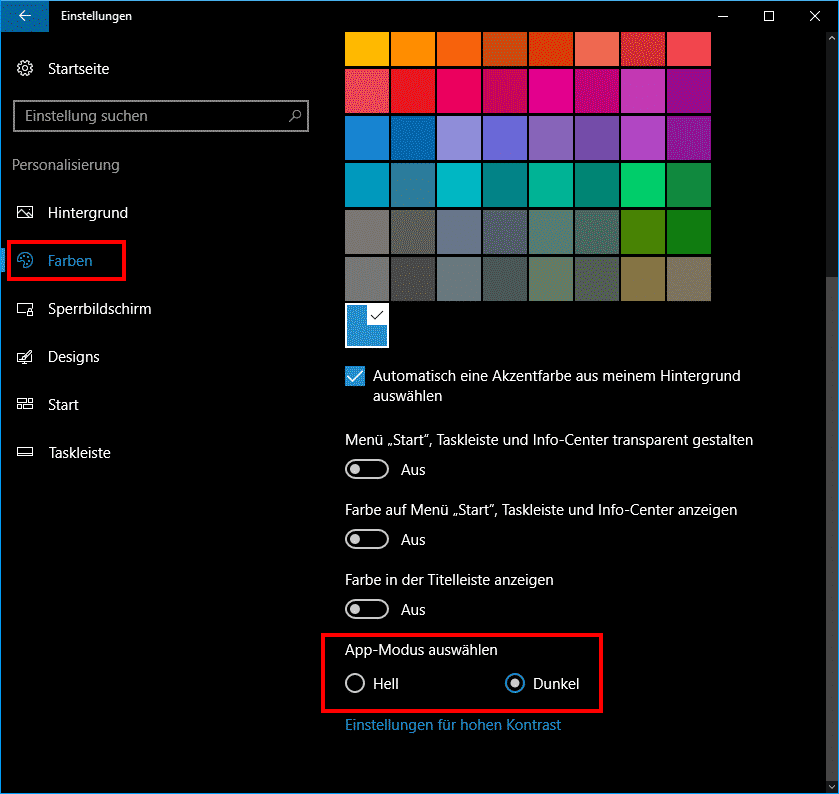 Theme Dunkel Windows 10 Einstellungen