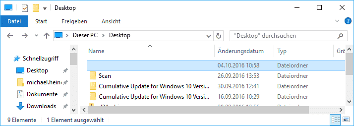 Windows 10 Explorer Ordner ohne Namen und Symbol