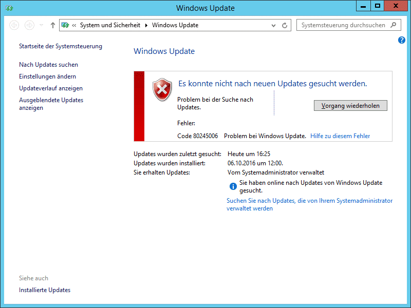 Windows Update Fehlercode 0x80245006