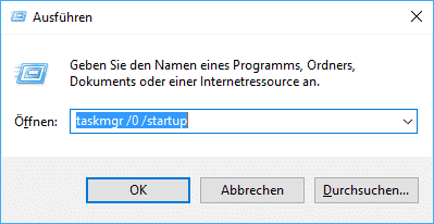 Autostart im Windows 10 Taskmanager direkt aufrufen
