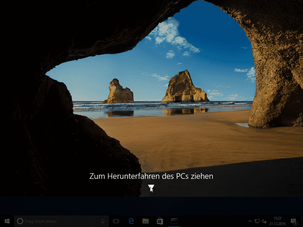 Windows 10 herunterfahren mit dem Befehl „SlideToShutDown“