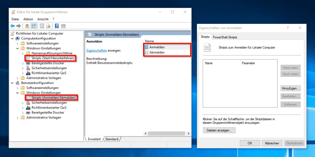 Scripts beim Starten/Herunterfahren oder An- und Abmeldung von Windows ...
