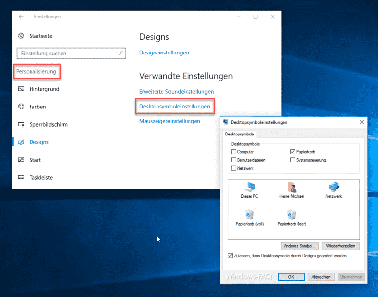 Desktopsymbole einblenden bzw. ausblenden bei Windows 10 Windows FAQ