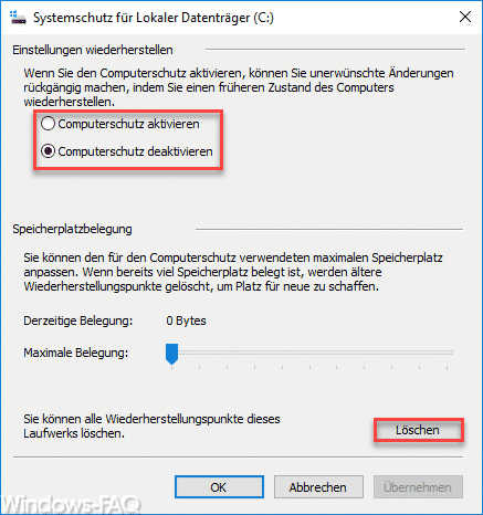 Wiederherstellungspunkt erstellen bei Windows 10