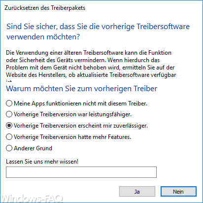Zum letzten installierten Windows Gerätetreiber zurückkehren (Treiber Rollback)